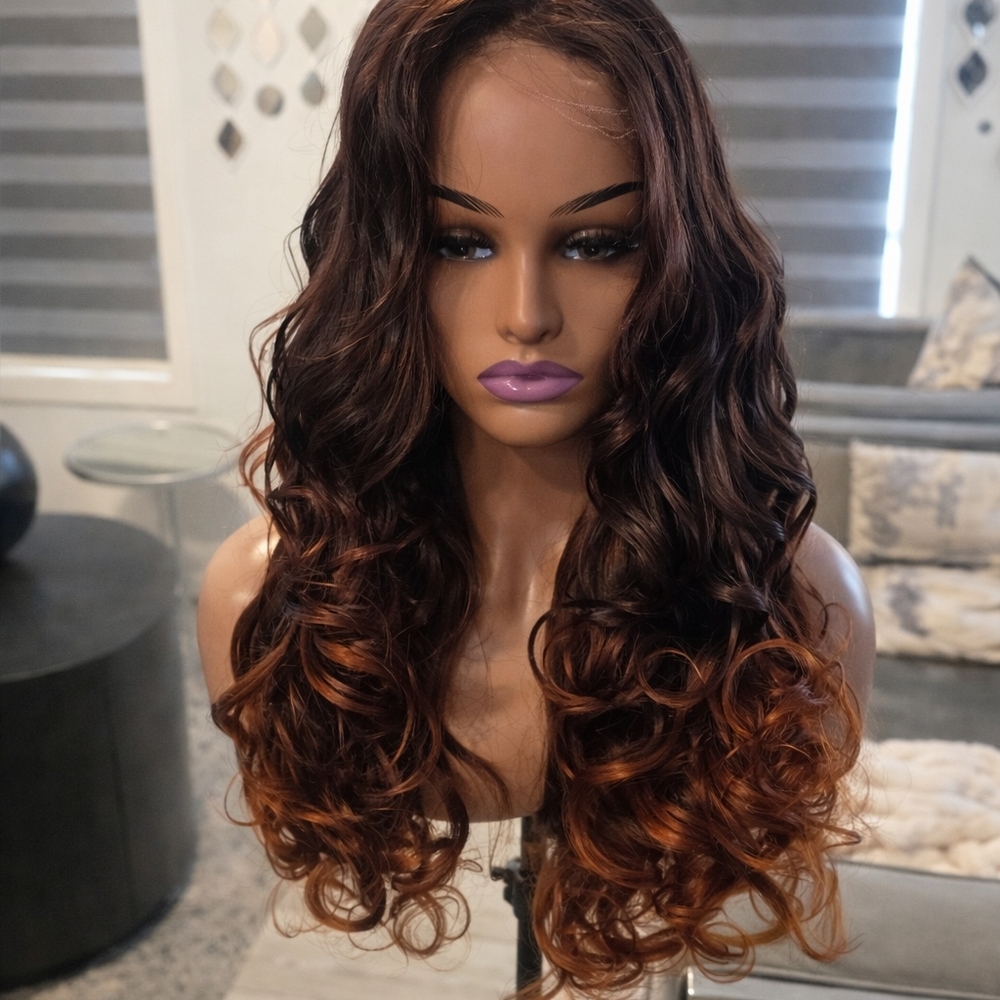 Elegant Brown Ombre Curly Wig